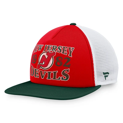 Men's Fanatics Red New Jersey Devils Heritage Foam Front Adjustable Trucker Hat