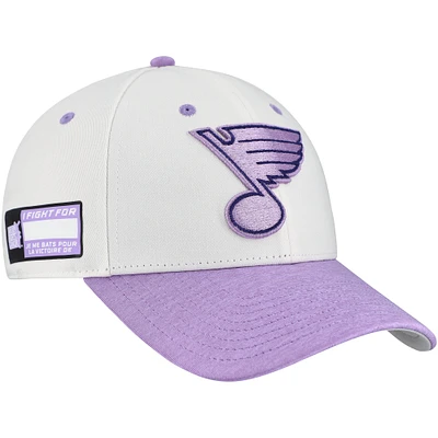 Men's Fanatics White/Lavender St. Louis Blues Authentic Pro Hockey Fights Cancer Adjustable Hat