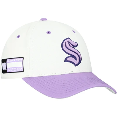 Men's Fanatics White/Lavender Seattle Kraken Authentic Pro Hockey Fights Cancer Adjustable Hat