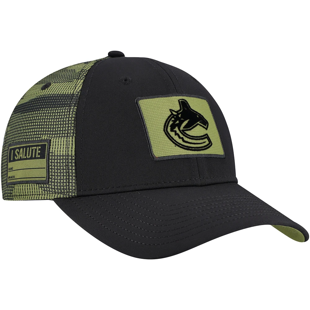 Men's Fanatics Black Vancouver Canucks Authentic Pro Military Appreciation Adjustable Hat