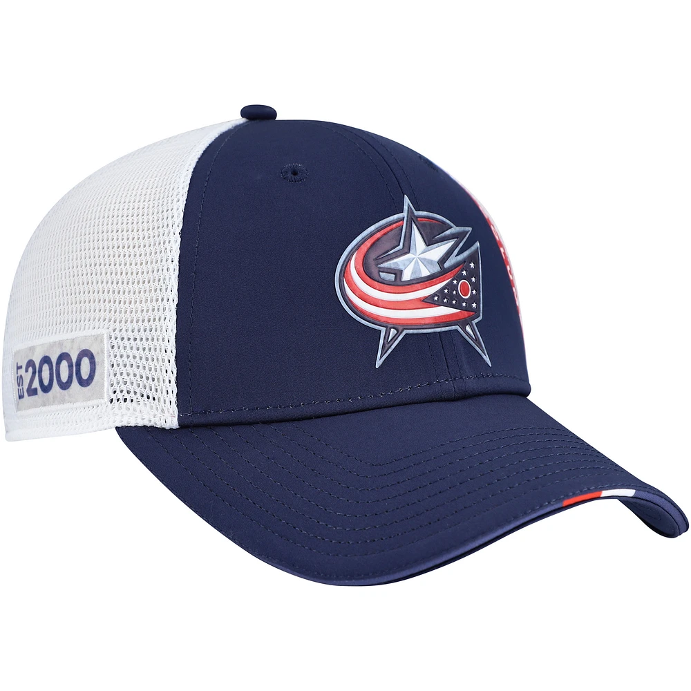 Men's Fanatics Navy Columbus Blue Jackets Authentic Pro Draft Adjustable Trucker Hat