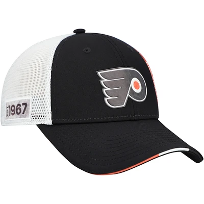 Men's Fanatics Black Philadelphia Flyers Authentic Pro Draft Adjustable Trucker Hat
