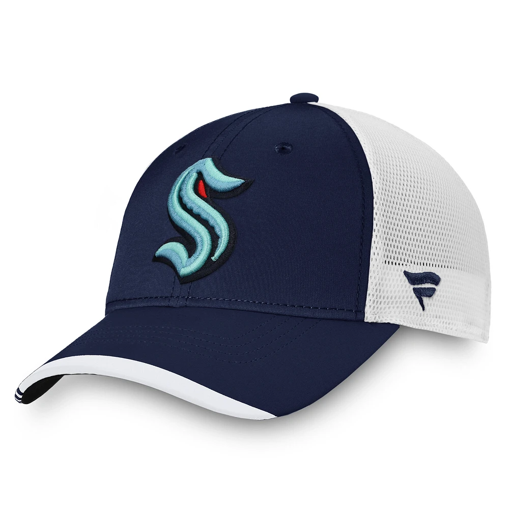 Men's Fanatics Navy Seattle Kraken Authentic Pro Locker Room Trucker Adjustable Hat