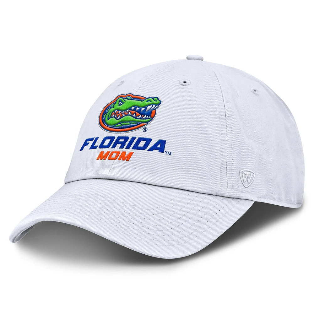 Women's Top of the World White Florida Gators Mom Logo Staple Adjustable Hat