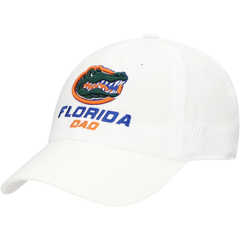 Men's Top of the World White Florida Gators Staple Dad Adjustable Hat