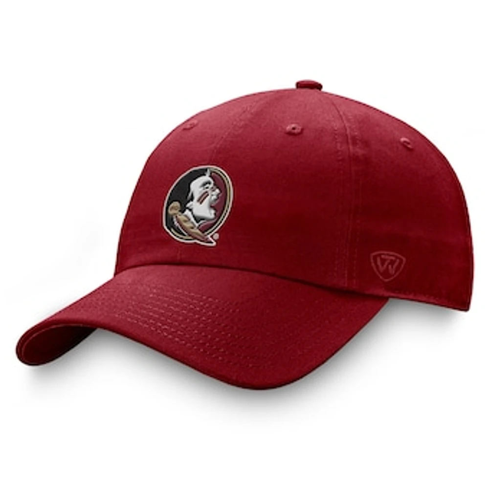 Men's Top of the World Garnet Florida State Seminoles Staple Logo Adjustable Hat