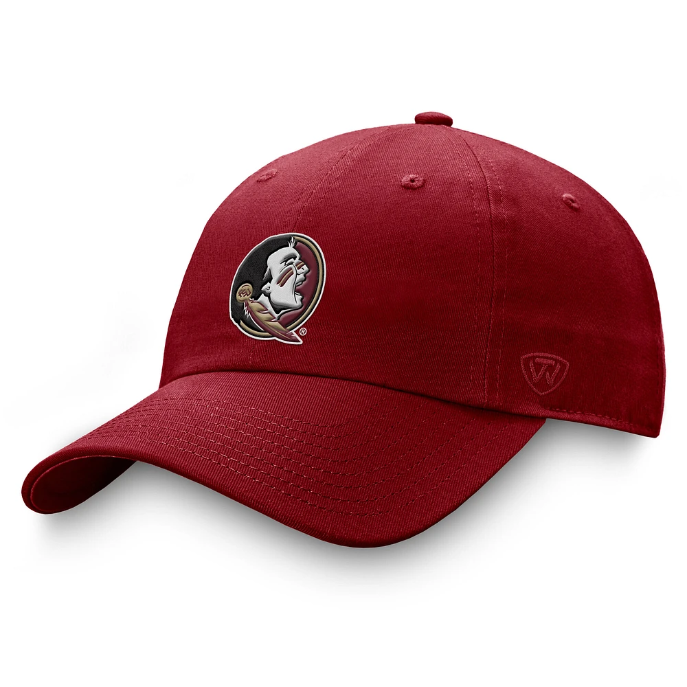 Men's Top of the World Garnet Florida State Seminoles Staple Logo Adjustable Hat