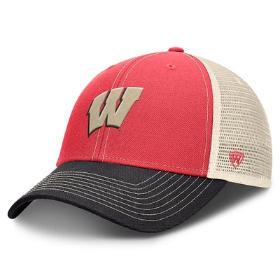 Men's Top of the World Red/Black Wisconsin Badgers Off-Road Trucker Adjustable Hat