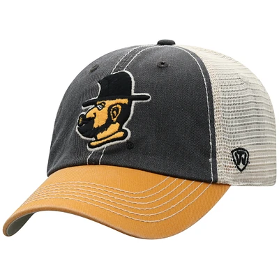 Men's Top of the World Black Appalachian State Mountaineers Off Road Adjustable Trucker Hat
