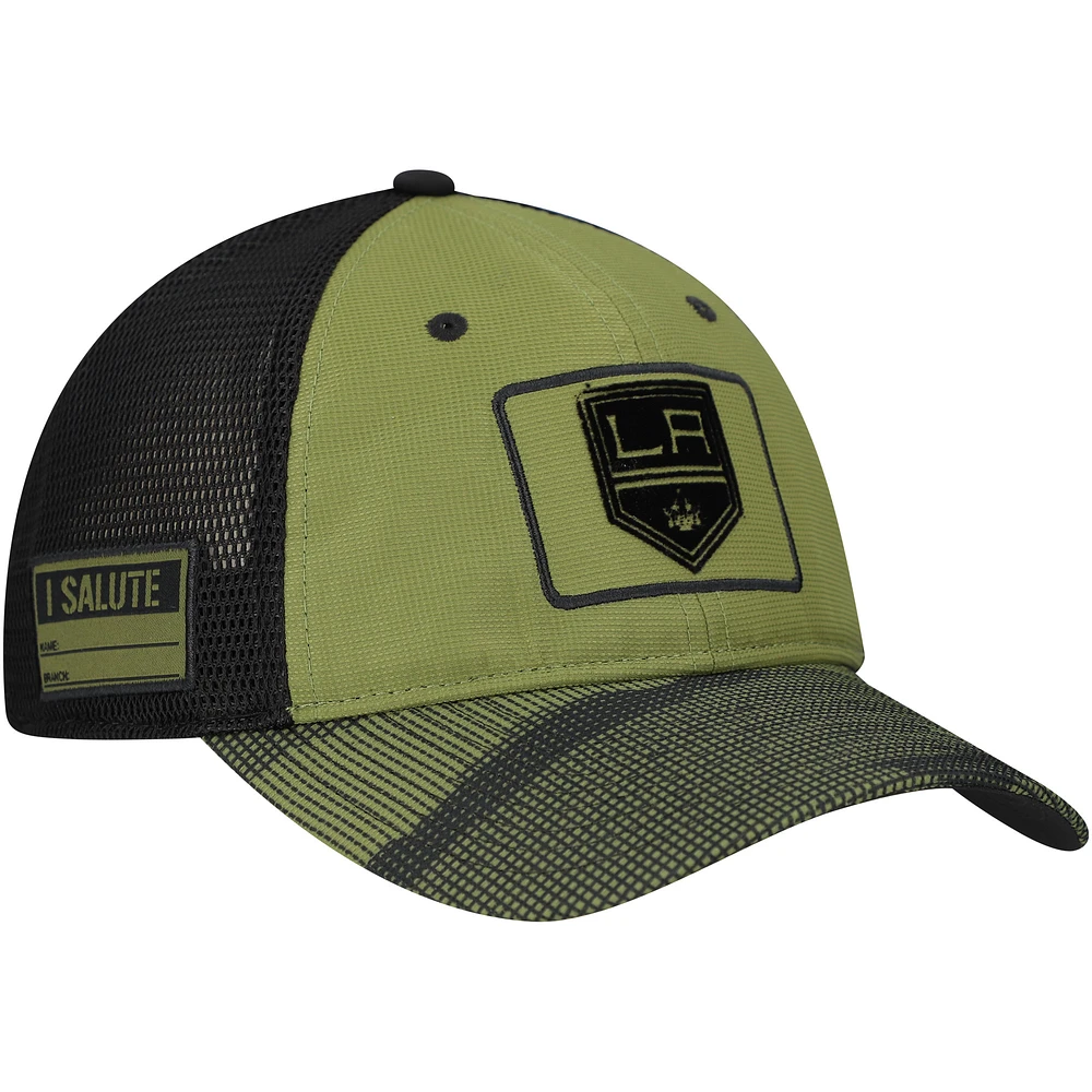 Men's Fanatics Olive Los Angeles Kings Military Appreciation Trucker Adjustable Hat