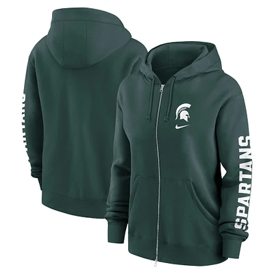 Women's Nike Green Michigan State Spartans Lockup Phoenix Full-Zip Hoodie