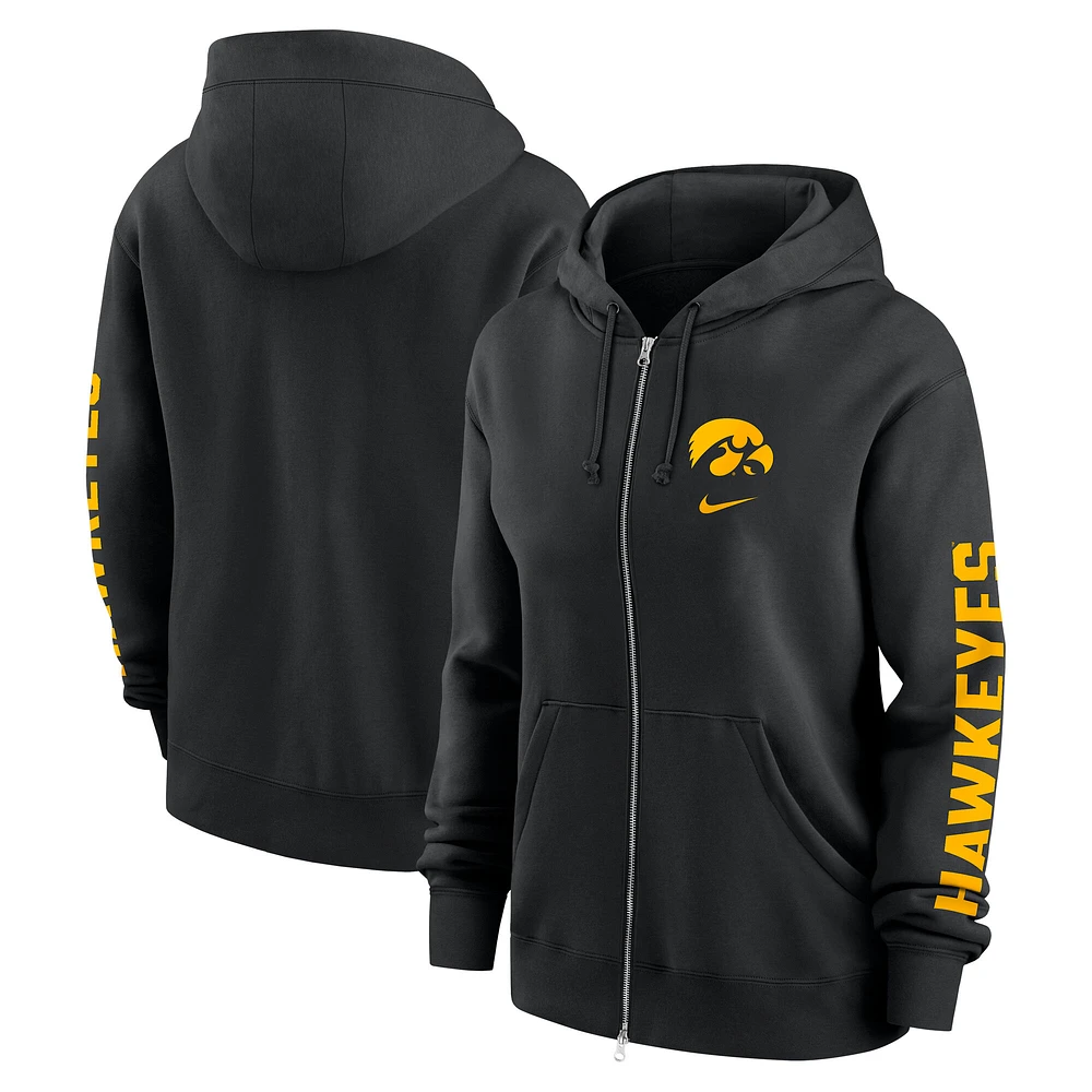 Women's Nike Black Iowa Hawkeyes Lockup Phoenix Full-Zip Hoodie
