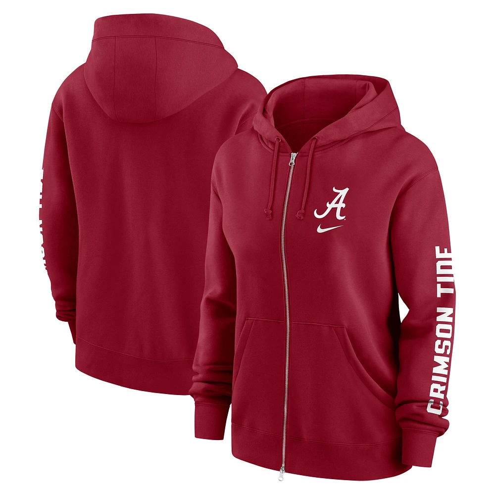 Women's Nike Crimson Alabama Tide Lockup Phoenix Full-Zip Hoodie