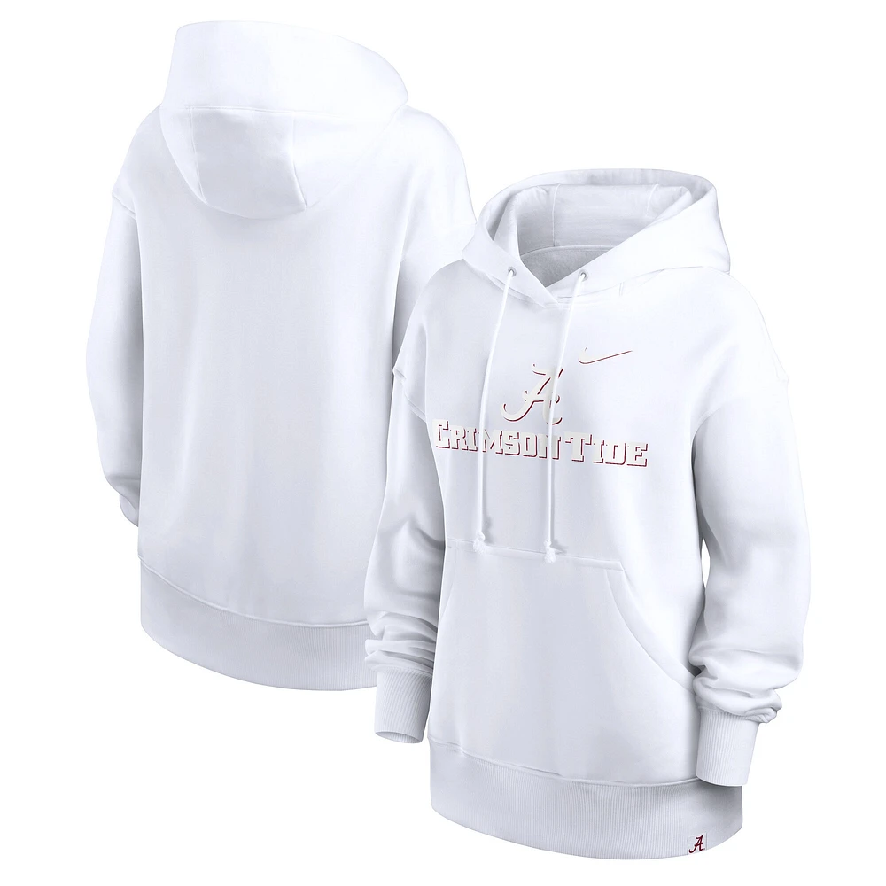 Women's Nike White Alabama Crimson Tide Oversized Statement Phoenix Pullover Hoodie