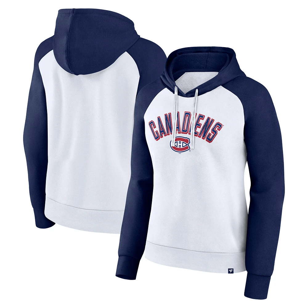 Women's Fanatics Navy Montreal Canadiens Indispensable Raglan Fleece Pullover Hoodie