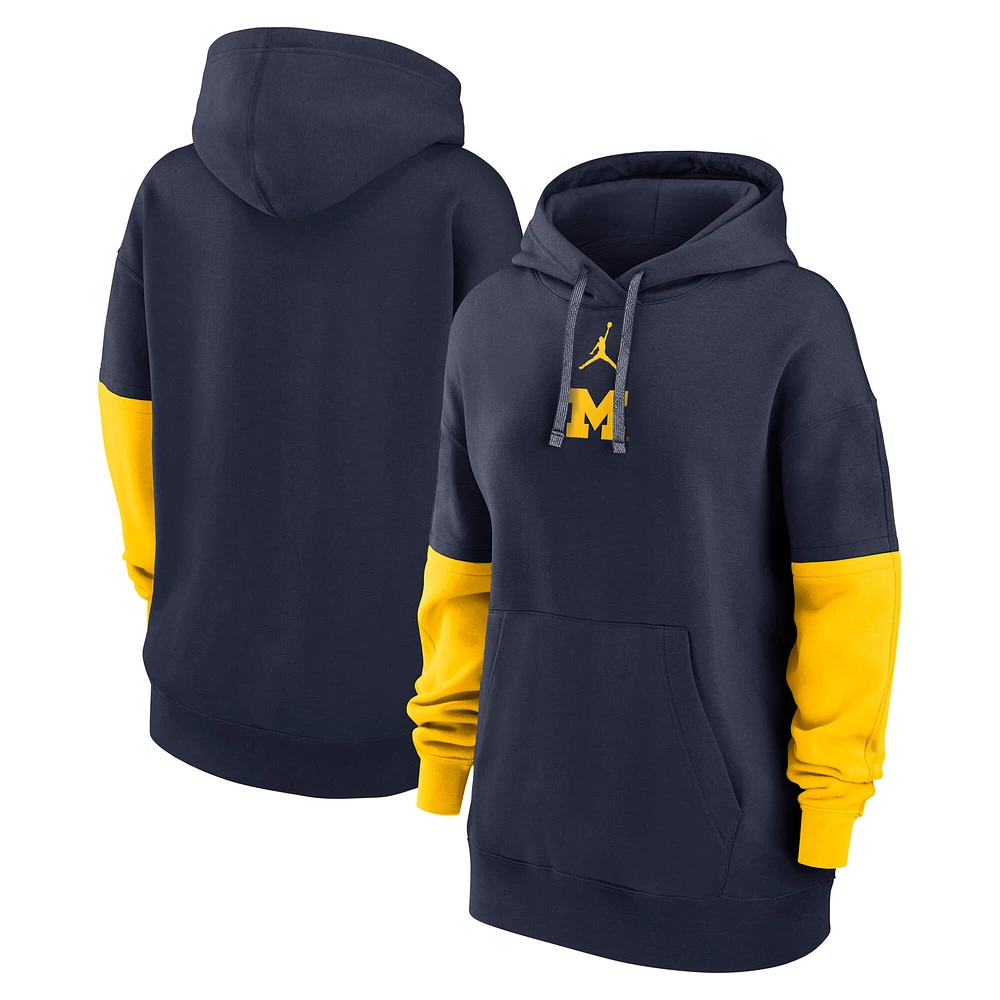 Women's Nike College Navy Michigan Wolverines Essential Fleece Pullover Hoodie