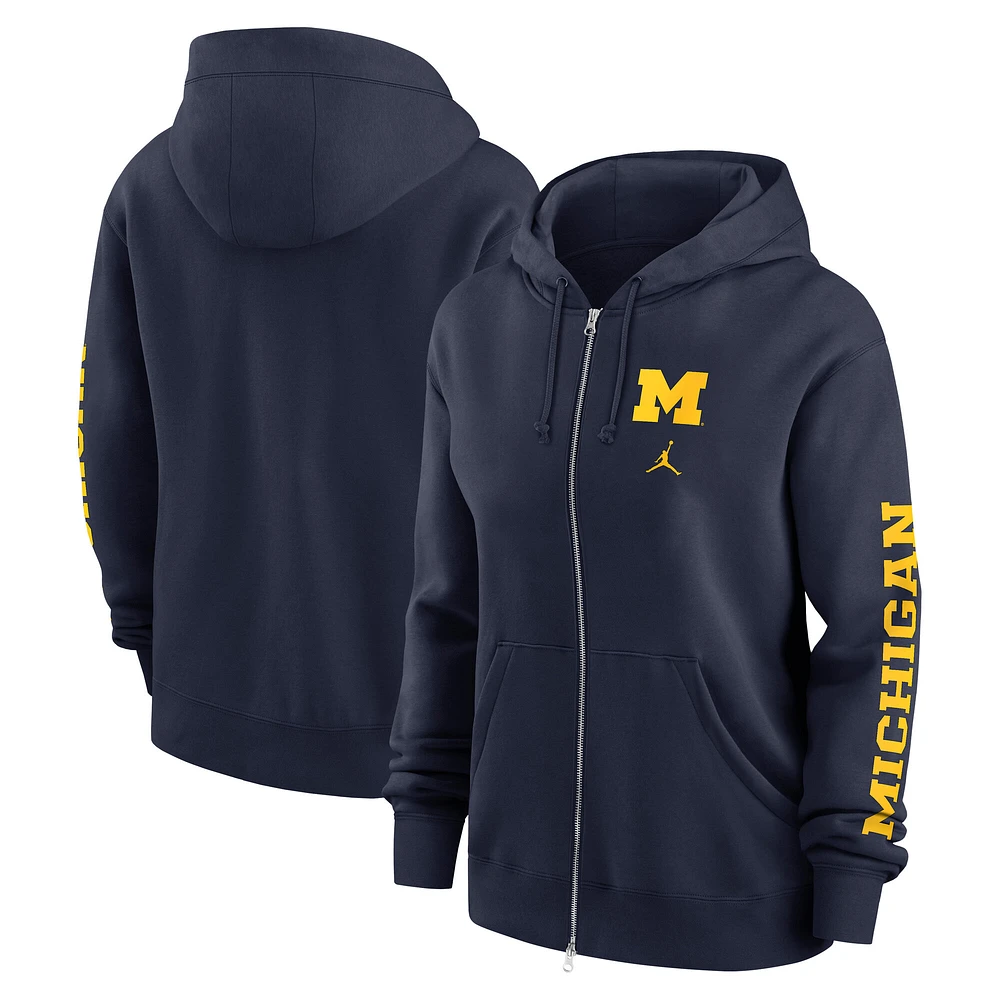 Women's Jordan Brand Navy Michigan Wolverines Phoenix Full-Zip Hoodie