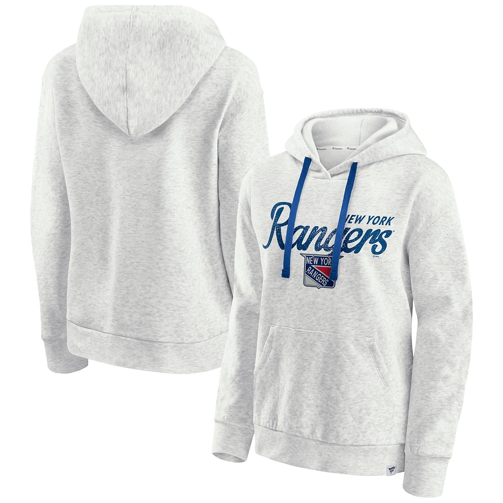 Women's Fanatics Oatmeal New York Rangers True Classics Quilted Pullover Hoodie
