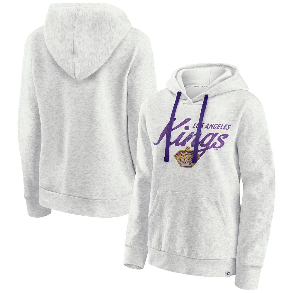 Women's Fanatics Oatmeal Los Angeles Kings True Classics Quilted Pullover Hoodie
