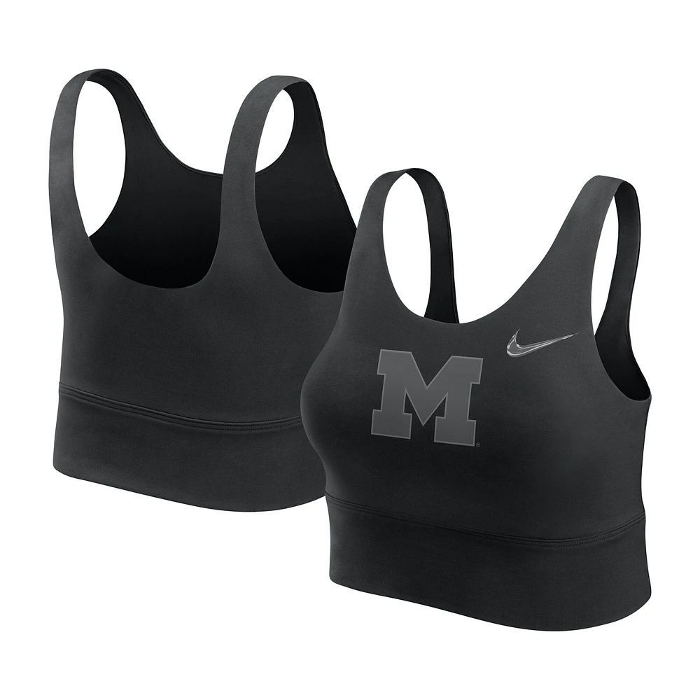Women's Nike Black Michigan Wolverines Performance Longline Sports Bra
