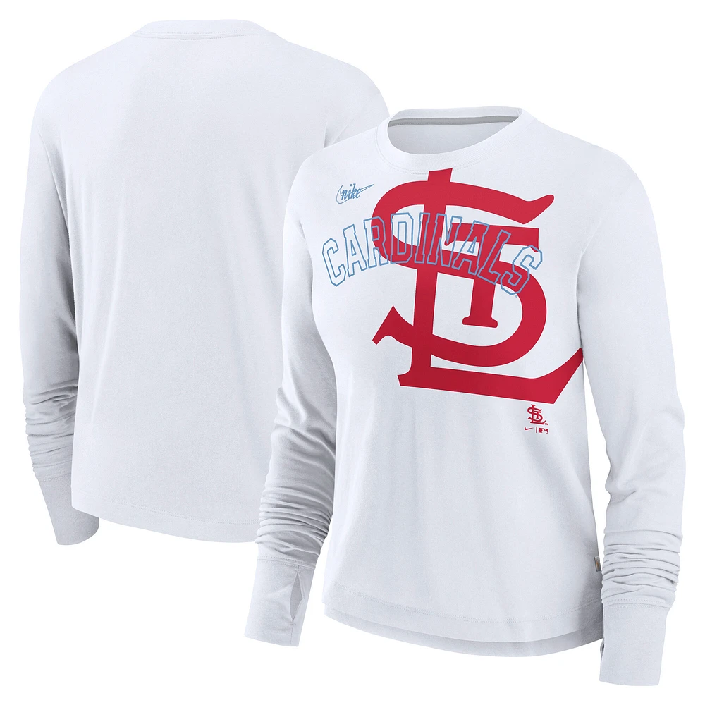 Women's Nike White St. Louis Cardinals Cooperstown Collection Long Sleeve T-Shirt