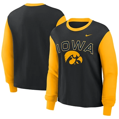 Women's Nike Black/Gold Iowa Hawkeyes Boxy Long Sleeve T-Shirt