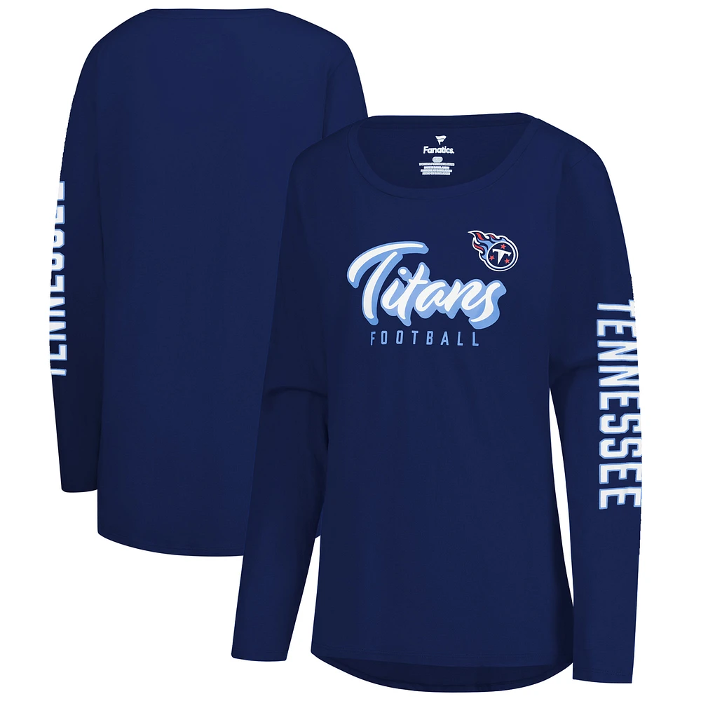 Women's Fanatics Navy Tennessee Titans Cheerleader Long Sleeve T-Shirt
