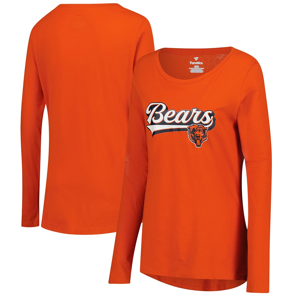 Women's Fanatics Orange Chicago Bears Tail Sweep Long Sleeve T-Shirt