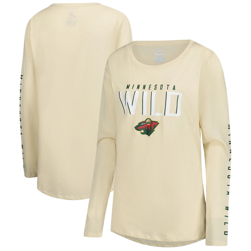 Women's Fanatics Cream Minnesota Wild Top Shelf Long Sleeve T-Shirt