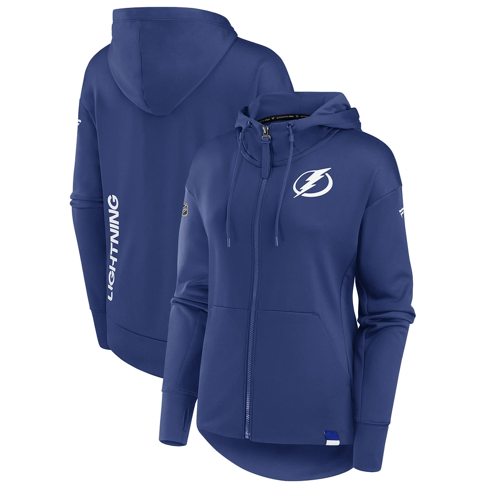 Women's Fanatics Blue Tampa Bay Lightning Authentic Pro Scuba Neck Full-Zip Hoodie