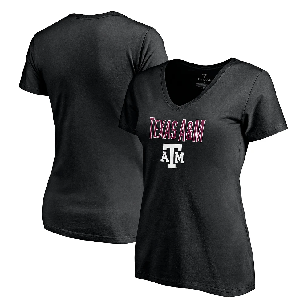 Women's Fanatics Black Texas A&M Aggies Team Lockup V-Neck T-Shirt