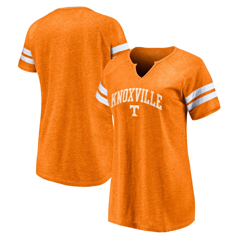 Women's Fanatics Tennessee Orange Tennessee Volunteers Arched City Tri-Blend Raglan Notch Neck T-Shirt