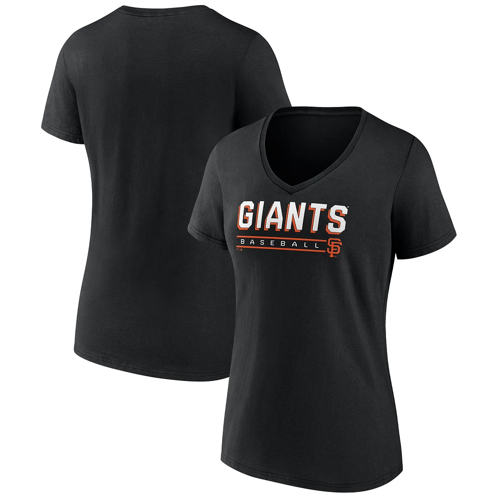 Women's Fanatics Black San Francisco Giants Team Logo Baseball V-Neck T-Shirt