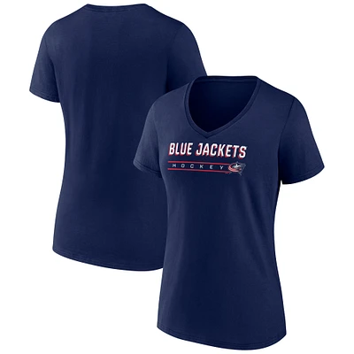 Women's Fanatics Navy Columbus Blue Jackets V-Neck T-Shirt