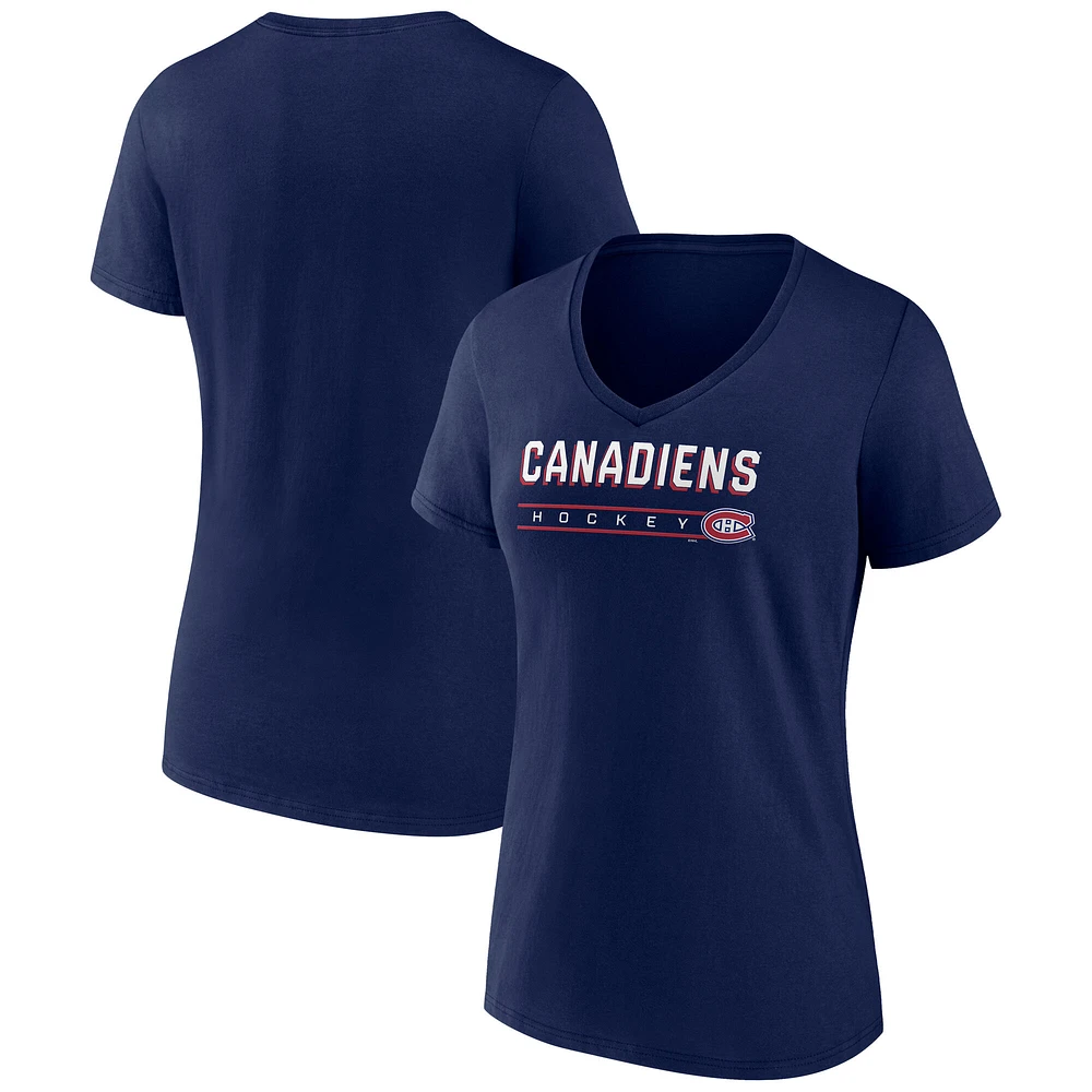 Women's Fanatics Navy Montreal Canadiens V-Neck T-Shirt