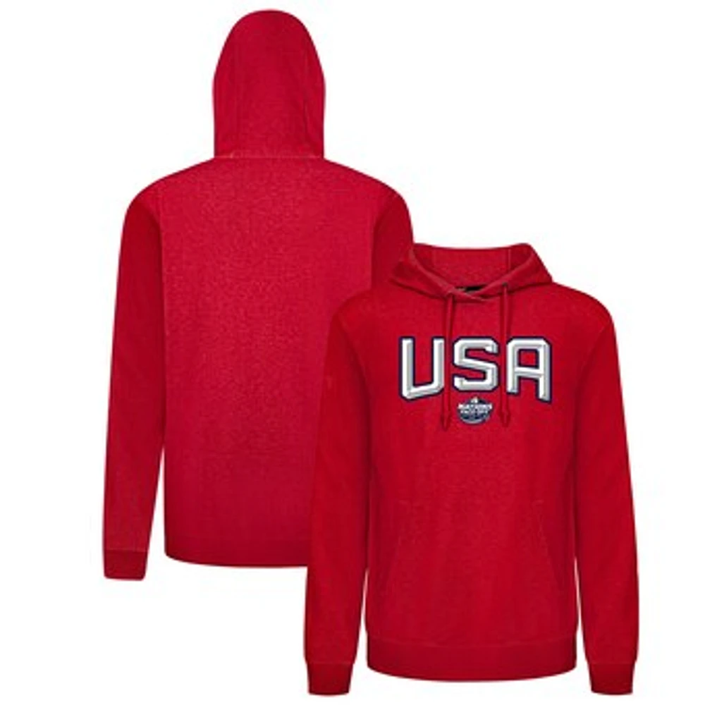 Men's Levelwear Red USA 2025 4 Nations Face-Off Pulsar Tri-Blend Pullover Hoodie