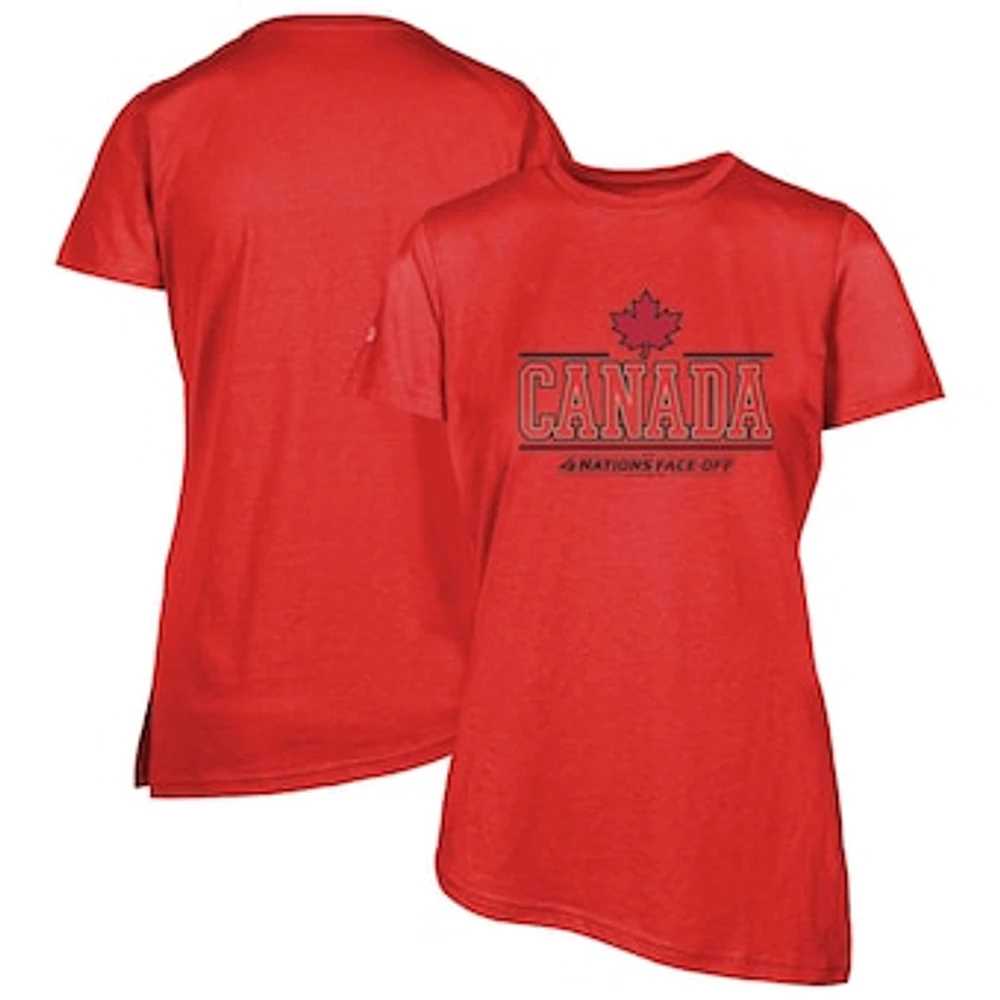 Women's Levelwear Red Canada 2025 4 Nations Face-Off Birch Asymmetrical T-Shirt