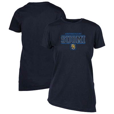 Women's Levelwear Navy Finland 2025 4 Nations Face-Off Birch Asymmetrical T-Shirt