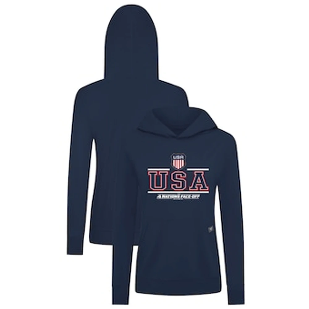 Women's Levelwear Navy USA 2025 4 Nations Face-Off Relay Pullover Hoodie