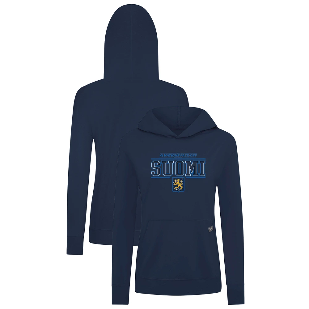 Women's Levelwear Navy Finland 2025 4 Nations Face-Off Relay Pullover Hoodie