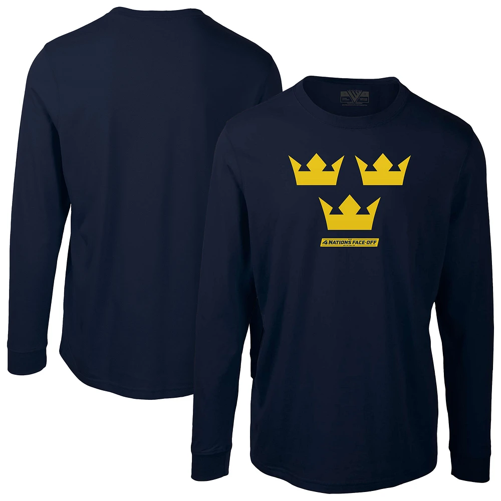 Men's Levelwear Navy Sweden 2025 4 Nations Face-Off Oscar Long Sleeve T-Shirt