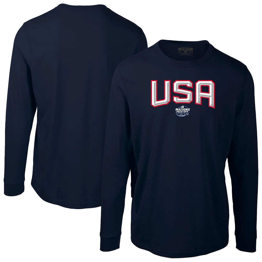 Men's Levelwear Navy USA 2025 4 Nations Face-Off Oscar Long Sleeve T-Shirt