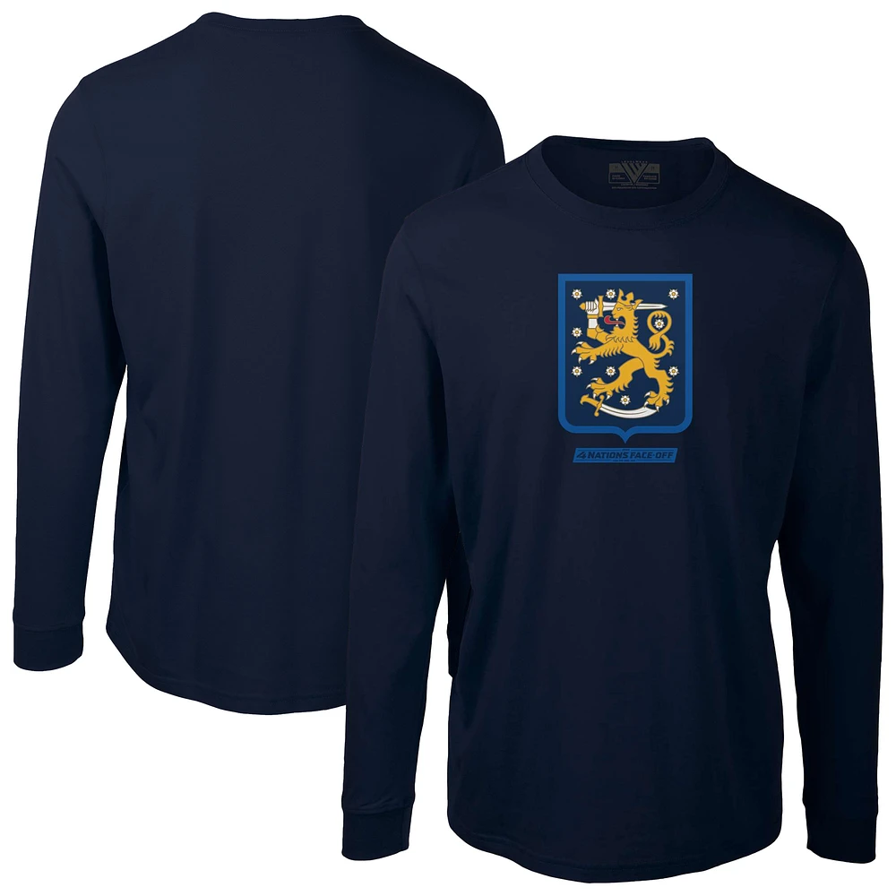 Men's Levelwear Navy Finland 2025 4 Nations Face-Off Oscar Long Sleeve T-Shirt