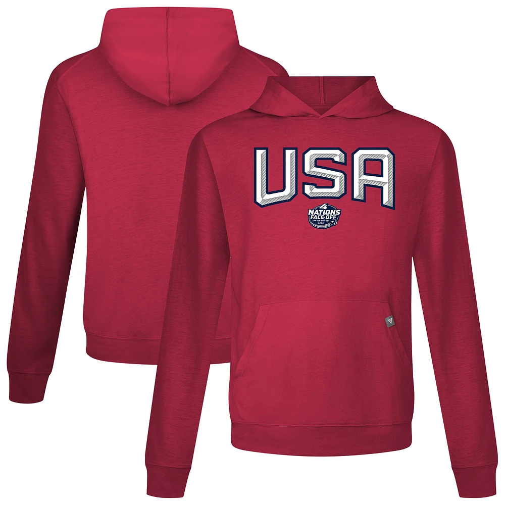 Men's Levelwear Red USA 2025 4 Nations Face-Off Relay Pullover Hoodie