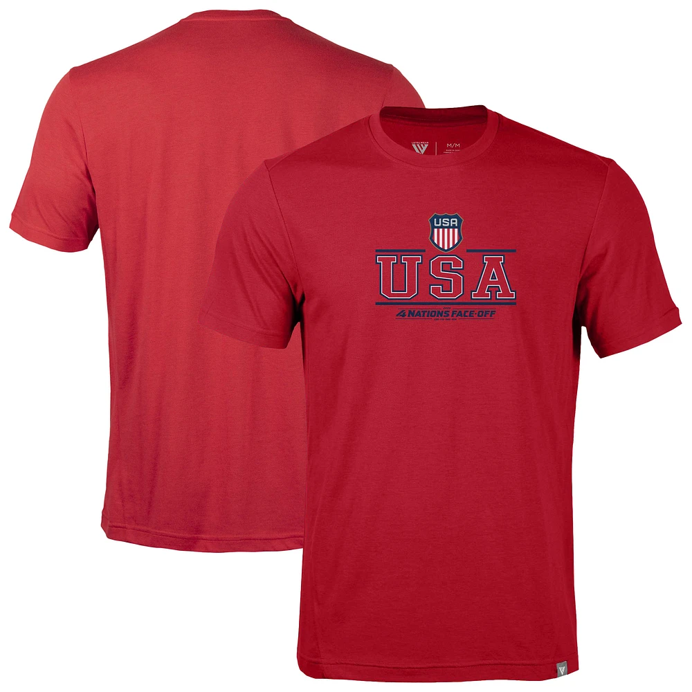Men's Levelwear Red USA 2025 4 Nations Face-Off Thrive T-Shirt