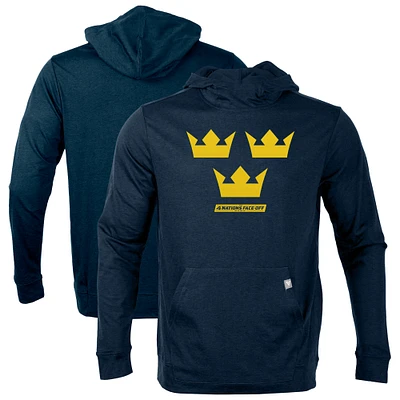 Men's Levelwear Navy Sweden 2025 4 Nations Face-Off Thrive Tri-Blend Pullover Hoodie