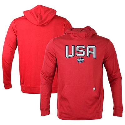 Men's Levelwear Red USA 2025 4 Nations Face-Off Thrive Tri-Blend Pullover Hoodie