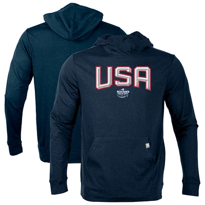 Men's Levelwear Navy USA 2025 4 Nations Face-Off Thrive Tri-Blend Pullover Hoodie