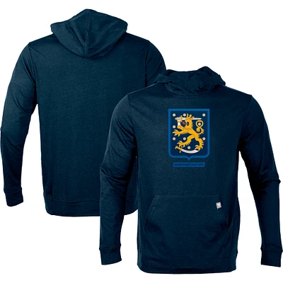 Men's Levelwear Navy Finland 2025 4 Nations Face-Off Thrive Tri-Blend Pullover Hoodie