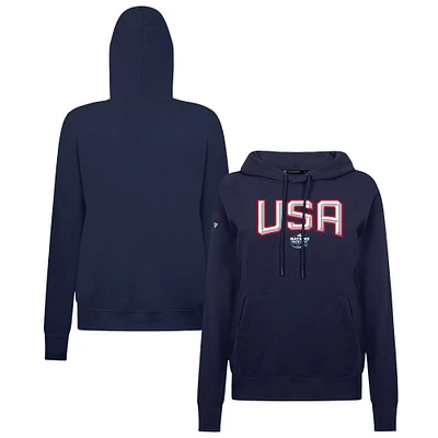 Women's Levelwear Navy USA 2025 4 Nations Face-Off Adorn Pullover Hoodie